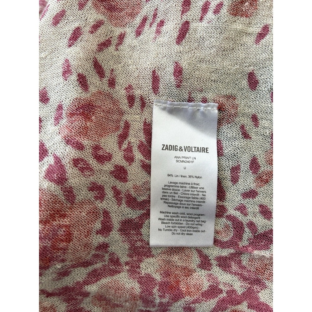 Zadig & Voltaire Drape Cardigan Red Animal Print Linen Blend Open Front Sz U (S) - Picture 7 of 7